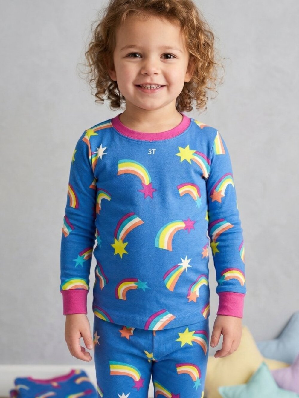 Toddler Girls' Hatley Blue Rainbow Shooting Star Pajama Set - Organic Cotton S